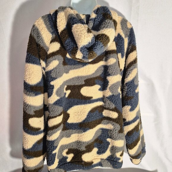 SO Sharpa hooded Jacket, zippered front, tri color, pockets, size XXL - Picture 9 of 16